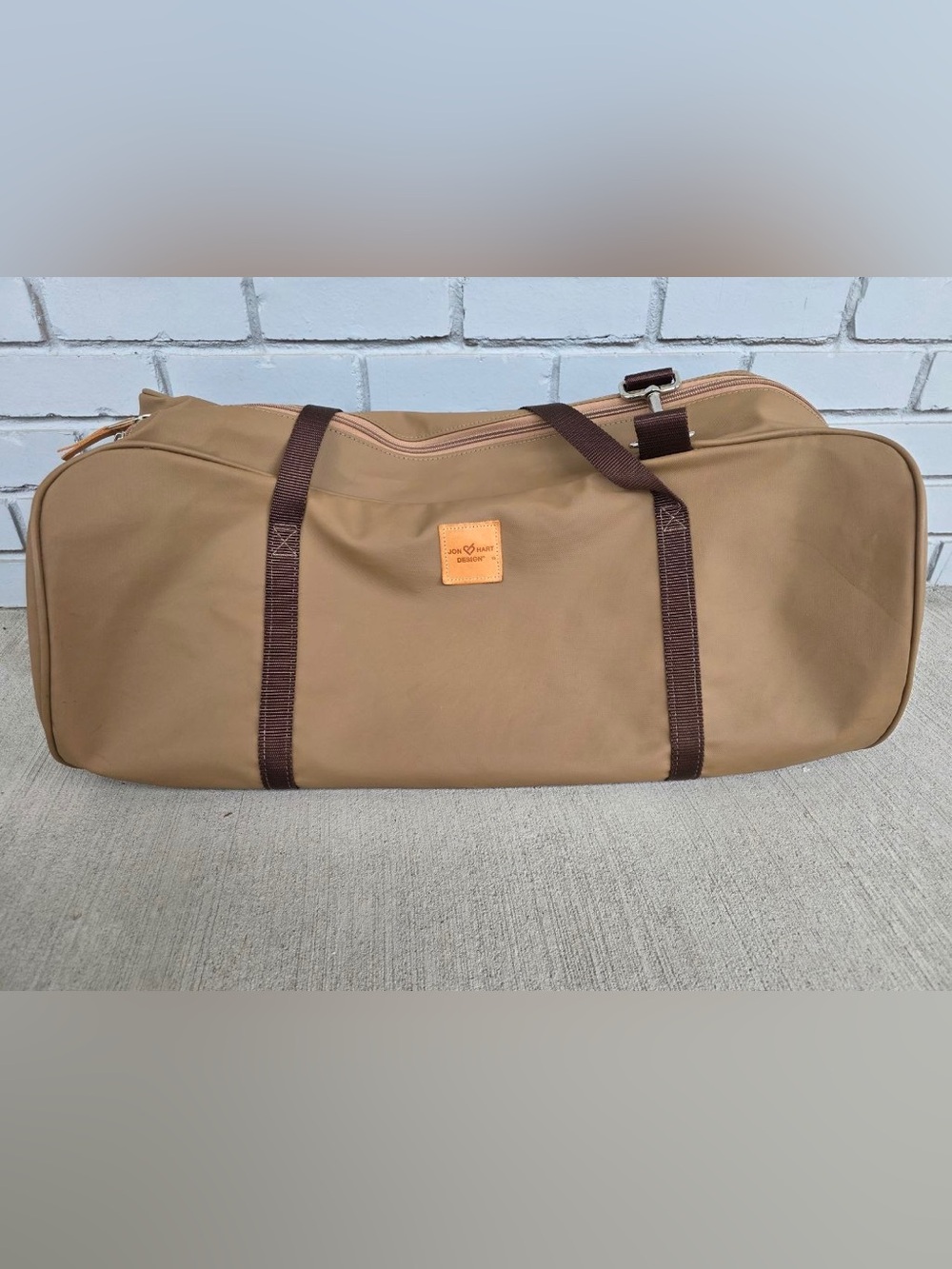 Jon Hart Design Large Weekender Duffel Bag Tan Brown Travel Gym Overnight USA
